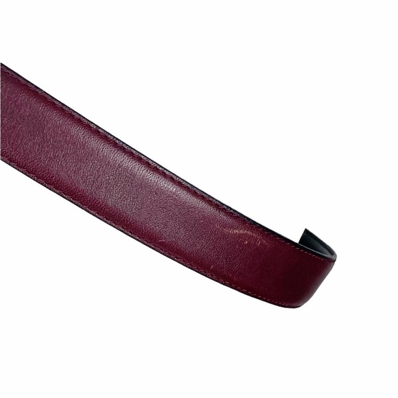 Christian Dior Leather Belt Size 36 Burgundy Red Gold - Picture 10 of 12